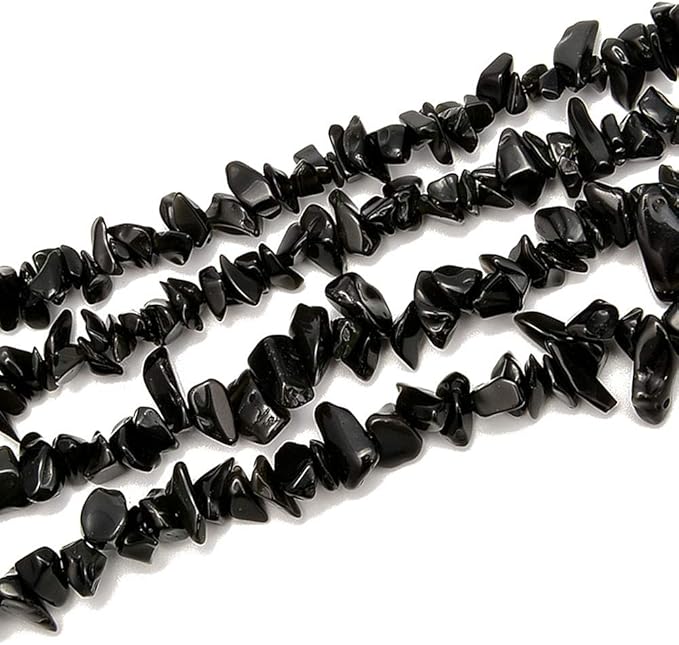 Gemstone Chips Natural Black Obsidian 3-5mm Healing Crystals Waist Bracelets Necklace Kit Irregular Stone DIY Crafts Design Jewelry Making Approxi 32 inch