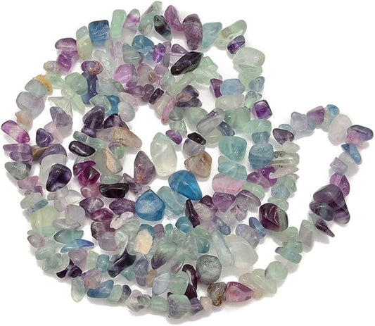 Gemstone Chips Natural Mutilcolor Fluorite 3-5mm Healing Crystals Waist Bracelets Necklace Kit Irregular Stone DIY Crafts Design Jewelry Making Approxi 32 inch