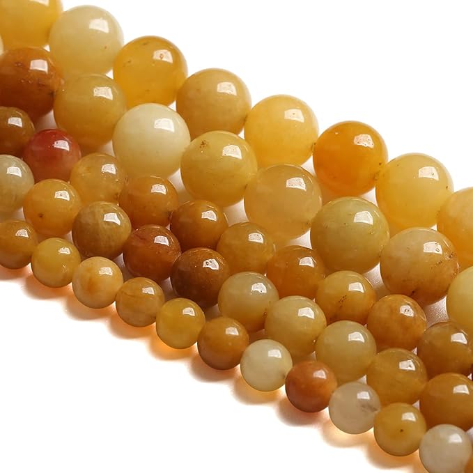 10MM 36PCS Natural Stone Yellow Jade Loose Beads for Jewelry Making DIY Bracelet 1 Strand