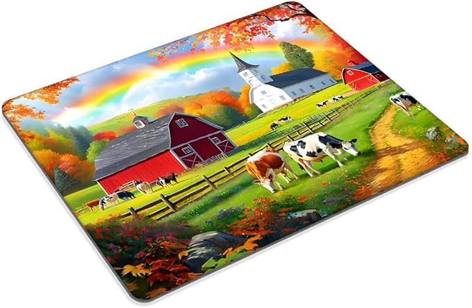 Square Mouse Pad Autumn Farm,Gaming Mouse Pads for Desk,Soft Computer Waterproof Non-Slip Mouse Mat