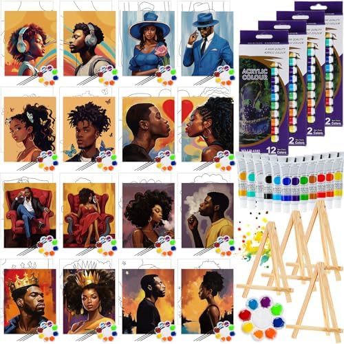 Zhanmai 88 Pcs 8 x 10 Inch Pre Drawn Canvas for Painting Kit Pre Stretched Canvas for Sip and Paint Party Favor Coloring DIY Virtual Party Birthday Gifts Adult's Date Night(Fashion Couples) by Zhanmai