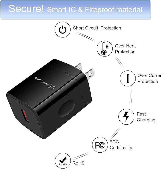 Car Charger Adapter+Quick Charge 3.0 Wall Charger Block Plug+6ft USB Type C Fast Charging Cable for Samsung Galaxy S25 S24 S23 S22 S21 S20 FE/Ultra/Plus 5G Note 20/10 Z Fold7/Flip7 A17 A35 A16 A15 A54
