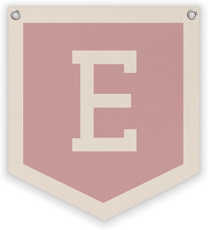 Lacama Pink Initial Personalized Preppy Banner, Baby Shower Decor Gifts, Wall Decor for Women Teen Girl, Vintage Room Decor Toddler Room Bedroom Playroom Front Door Birthday Gift(E)