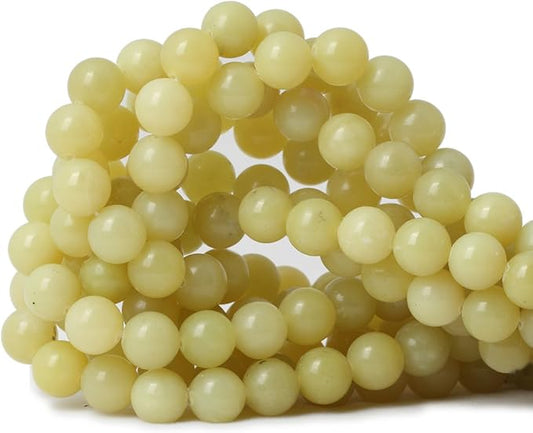 35PCS 10mm Natural Yellow Lemon Jade Gemstone Round Loose Beads for Jewelry Making DIY Findings 1 Strand 15"