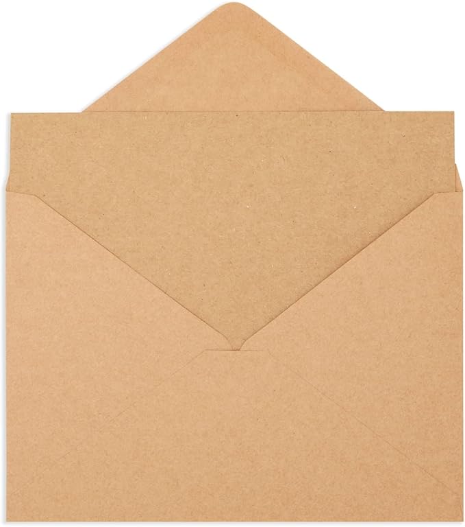 Best Paper Greetings Blank A7 Note Cards & Envelopes Set - Kraft Paper Stationery & Blank Cards and Envelopes - DIY Paper Crafting Supplies & Letter Writing Stationery - 5x7 In, 50-Pack, Brown Kraft