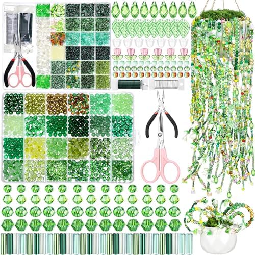 XunYee 8569 Pcs Beaded Plant Kit, Forever Plant Bead Kit, Green B, Classic by XunYee