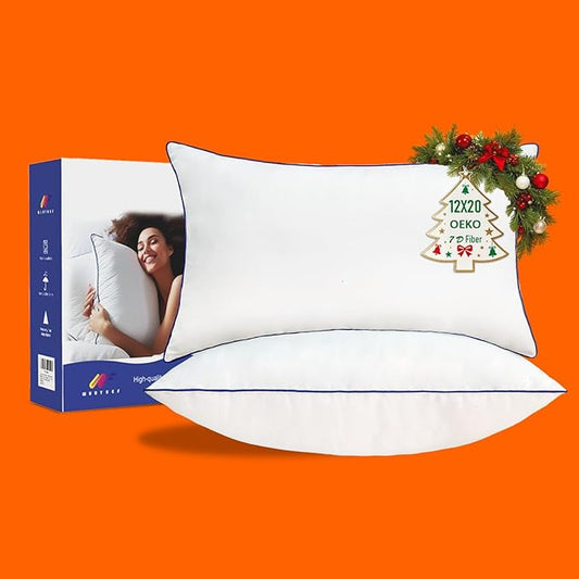 12 x 20 Pillow Insert Set of 2 Indoor Throw Pillow Insert,Rectangle Decorative Pillows Inserts, Throw Pillows for Couch, for Bed,White