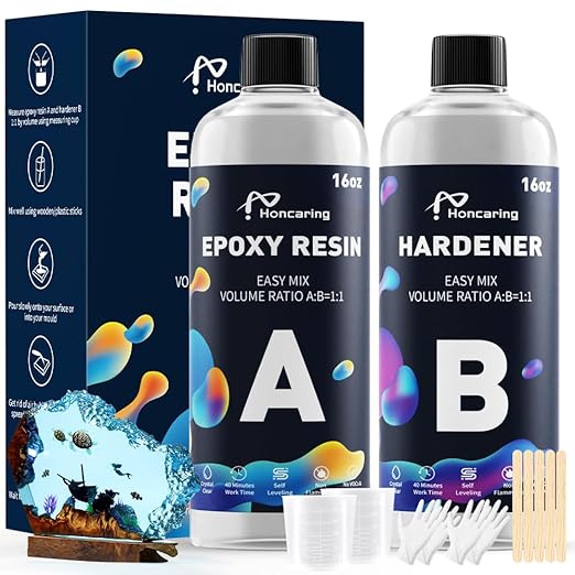 Epoxy Resin 32OZ, Epoxy Resin Kit for Beginner, Clear Resin Epoxy for Crafts, DIY Jewelry Making, Mixing Ratio 1:1, Bubble Free & No Yellowing(16OZ×2)