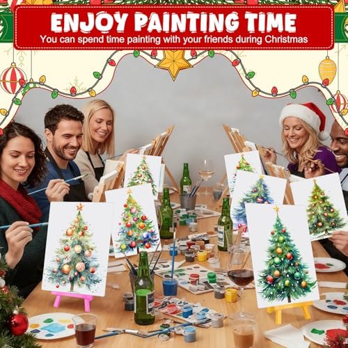 Blosssound 10 Set Christmas Tree Pre Printed Canvas for Painting 5x7 - Image 5
