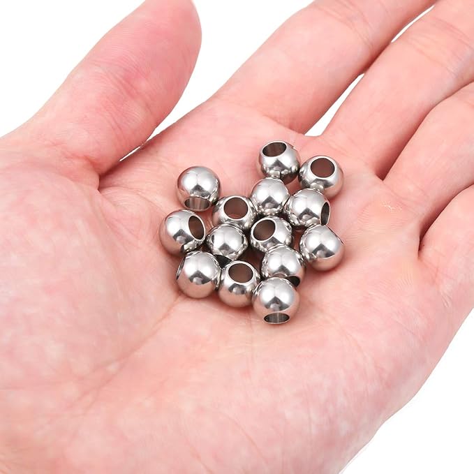 Stainless Steel Spacer Beads 9x7mm Round Loose Charm Caps Beads for DIY Jewelry Making 20pcs with 4.5mm Hole