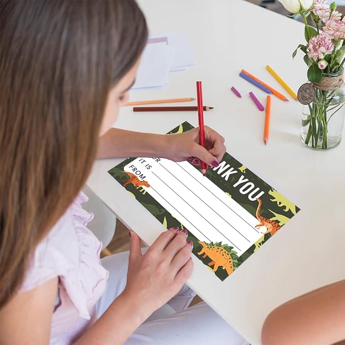 Andaz Press Kids Fill in the Blank Thank You Cards 20 Cards Including Envelopes Camo Dinosaurs Gender Neutral Note Cards For Boys Girls Birthday Party Thank You Notes for Friends Family Party Guests
