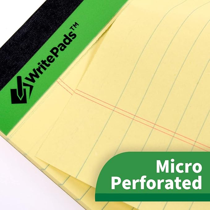 KAISA Yellow Legal Pads 12pads Writing Pads Recycled Paper 8.5"x11.75" Wide Ruled Perforated 50 sheets Hard Back Notepads 8-1/2"x 11-3/4" Writing Tablet Canary For Office Supplies (Pack of 12pc) KSU-5668