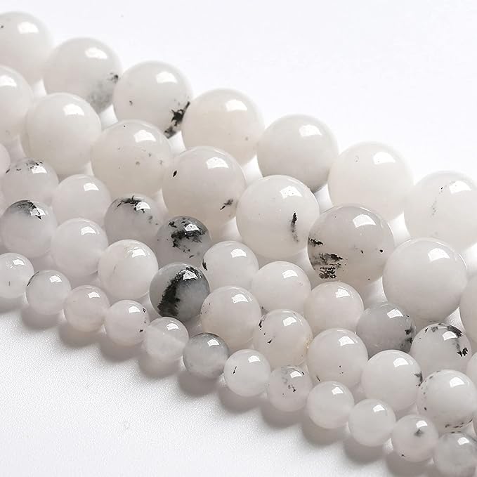 10MM 38PCS Natural Stone Ink Spots Jade Loose Beads for Jewelry Making DIY Bracelet Necklace