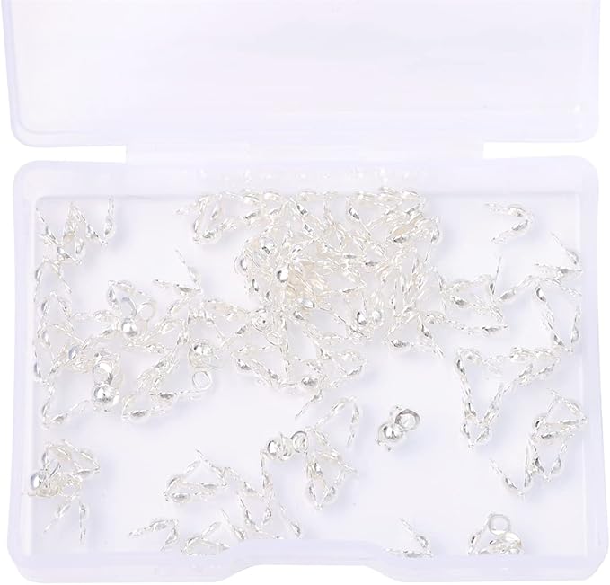 Silver Plated End Caps Non Tarnish 3x6mm 200pcs for Jewelry Making Findings