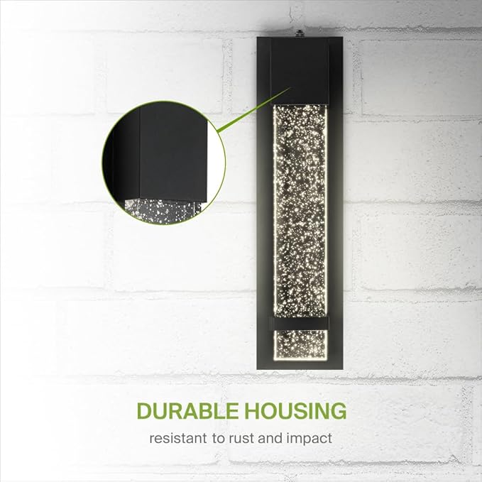 ASD LED 18" Bubble Glass Wall Light Fixture, Outdoor Dusk to Dawn Sconce | 3CCT, Waterproof, Photocell, ETL Listed | 12W 500LM 3000-5000K 120V | Exterior Lantern, Porch Lighting | Black, 4 Pack