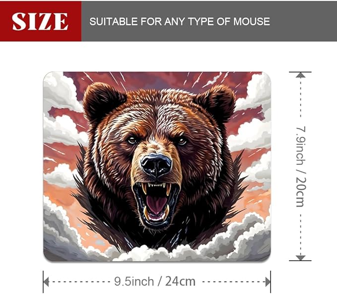 Brown Bear Texture Mouse pad, Square Waterproof and Anti Slip Mouse pad for Office laptops