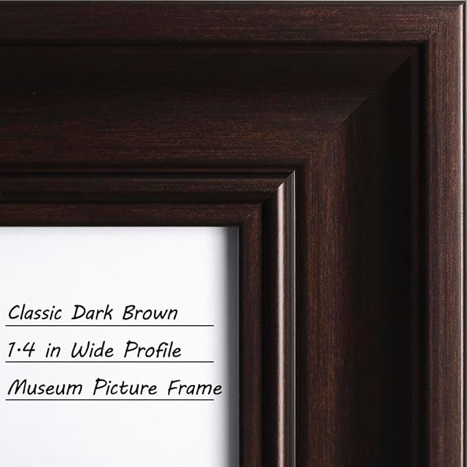 Yaetm 9x12 Picture Frame Matted to 6x8 Set of 4, 1.4” Wide Molding & Dark Brown Photo Frames 9 x 12 with Tempered Glass, Display on Tabletop & Wall Mounting (4 Pack, Brown)