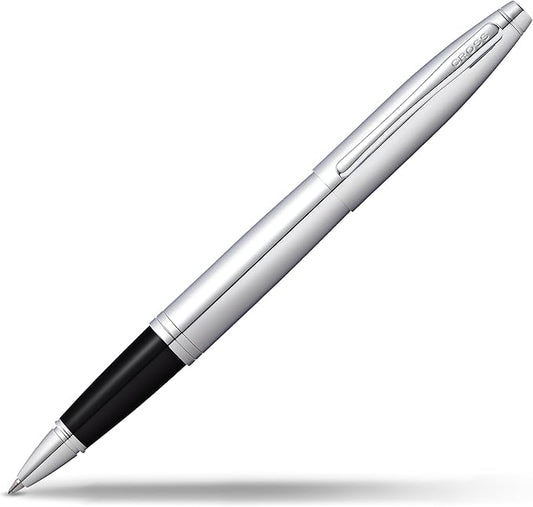 Cross Calais Refillable Rollerball Pen Presented in a Luxury Gift Box - Medium Point, Black Ink, Polished Chrome