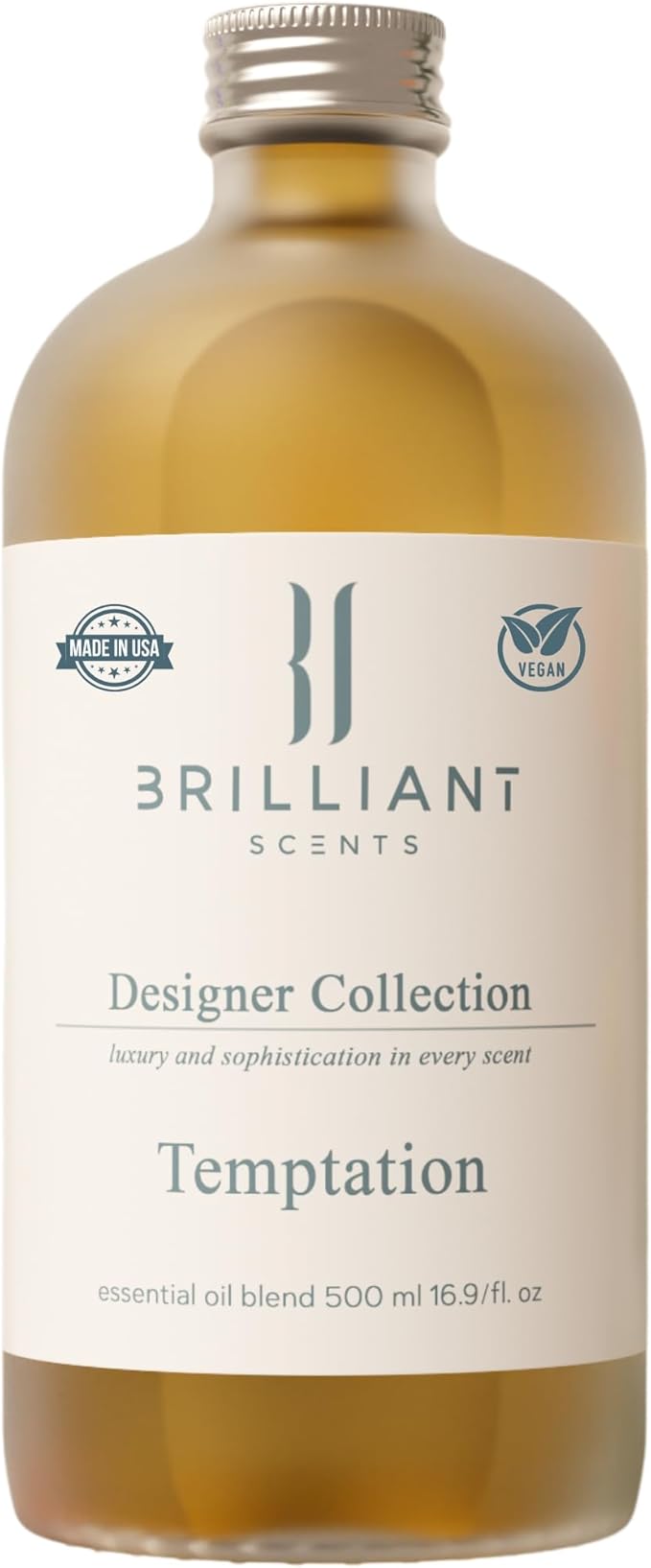 Brilliant Scents Temptation Fragrance Oil 500ml - Premium Diffuser Oil for Home, Office, Hotels - Long Lasting, Plant-Based, Meets IFRA Standards, USA-Made - Citrus, Fir, Musk