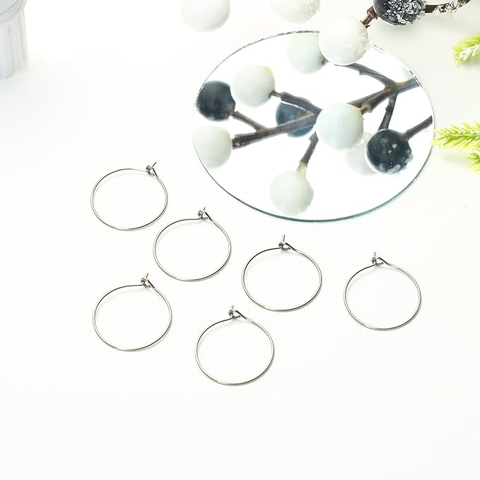 6pcs 20G Pure Titanium Earring Hoops DIY Beaded Earrings Findings Components for Jewelry Making 20mm, Hypoallergenic Beading Hoop Earring Making Kit for Women Men Sensitive Ears