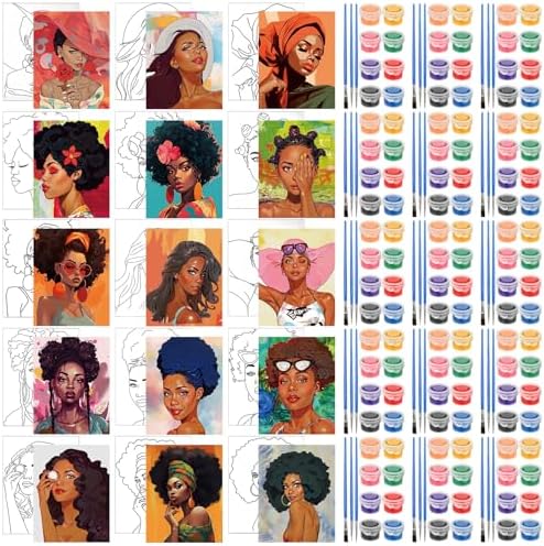 Sherr 75 Pcs 15 Set Pre Drawn Canvas Kit for Painting Craft Sip Paint Kit by Sherr