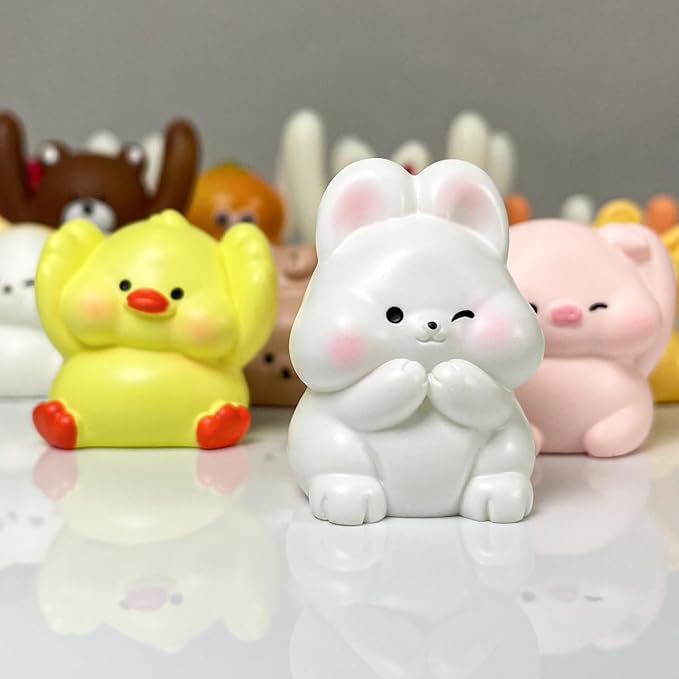 Geiomoo Mini Resin Gifts with Greeting Cards, Cute Embellishments Ornament Set for Craft Party Decor (24 Pack+30 Pcs Cards)