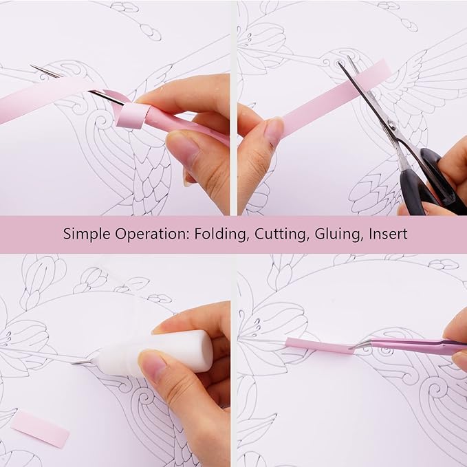 Uniquilling Quilling Kit, Paper Quilling Kits, 8 * 10-in Flower& Hummingbird Paper Filigree Kits with Quilling Tools& Using Manual, DIY Quilling Artwork Modern Wall Art for Living Room