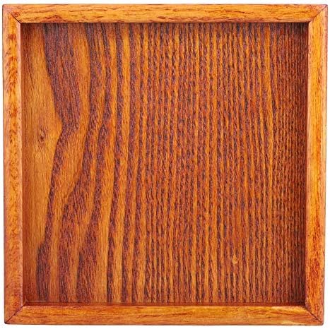 Wooden Serving Tray, Small Square Ottoman Table Tray Solid Wood Tea Coffee Snack Food Dinning Serving Tray Plate for Coffee Table, Breakfast, Dinner, Bar(12.5 * 12.5 * 2cm) - Image 7