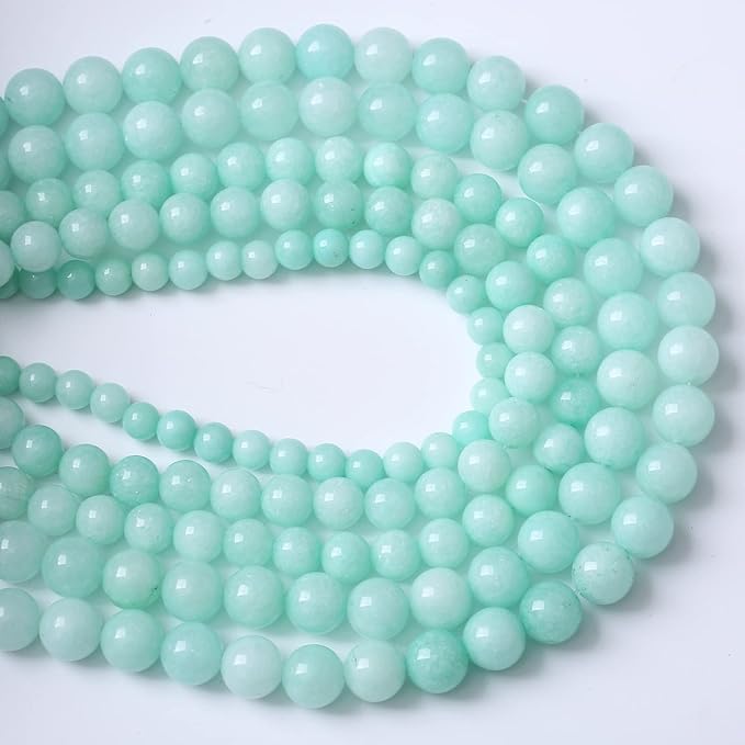 45pcs 8mm Natural Blue Amazonite Stone Beads Round Loose Energy Healing Stone Beads for Jewelry Making DIY Bracelet 15 Inch(8mm, Blue Amazonite Stone)