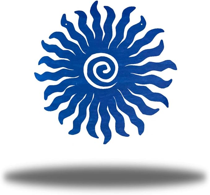 Riverside Designs Sunburst Metal Wall Art Steel Outdoor Decor - Heavy-Duty and Waterproof - Made in USA (30", Blue)