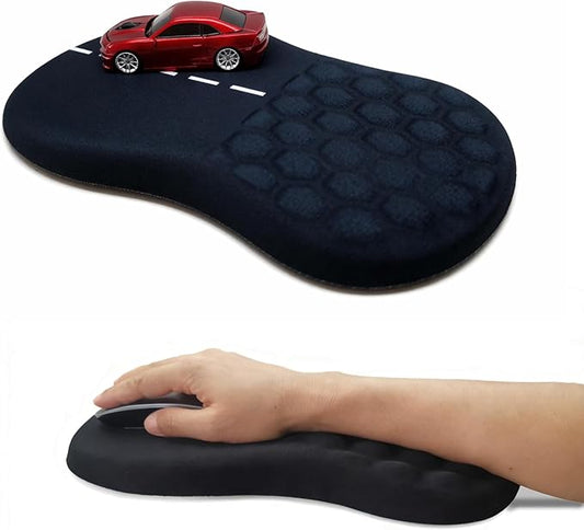 Road Mouse Pad for Car Mouse with Wrist Rest, Ergonomic Mousepad for Wrist Pain Relief with Wrist Support, 12L x 8W inches