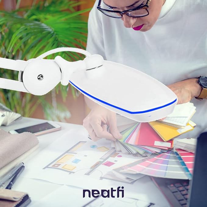 Neatfi XL 2,200 Lumens LED Task Lamp, 24W, 117 Pcs SMD LED, 23 Inches Ultra Wide Lamp, 4 Level Brightness Dimmable, Eye-Caring Light, Glare Free (Non-CCT with Base, White)