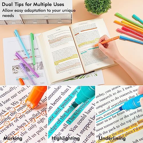 12 Pack Curve Highlighter Pen Set, 6 Different Shapes Dual Tip Marker Highlighters for Journaling Drawing Note Taking,Curve Highlighter pens for Planner Scrapbook School Supplies - Image 4