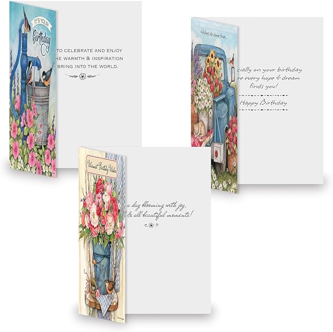 Current Birthday Wishes Greeting Card Value Pack - Set of 20, 10 Unique Designs, Large 5 x 7 Inch Cards, Sentiments Inside, Envelopes Included