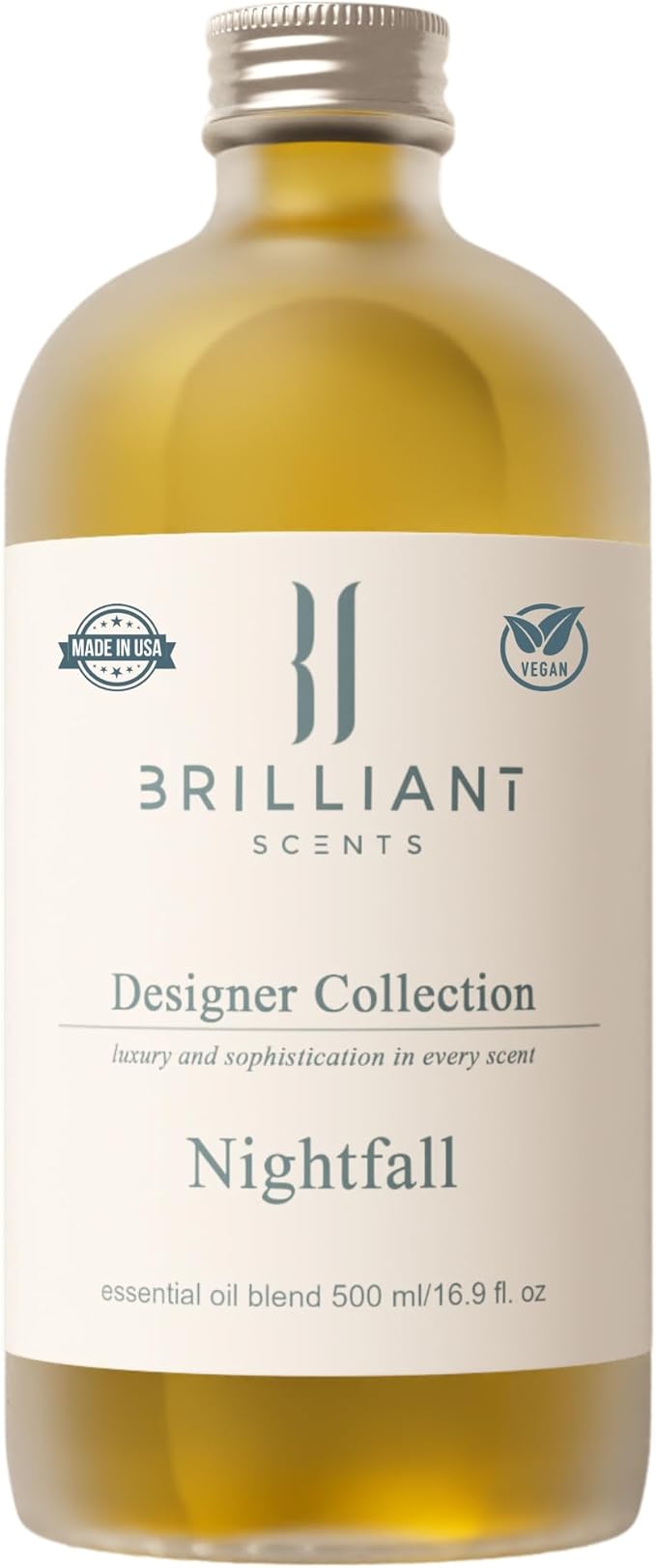 Brilliant Scents Nightfall Fragrance Oil 500ml - Premium Diffuser Oil for Home, Office, Hotels - Long Lasting, Plant-Based, Meets IFRA Standards, USA-Made - Tobacco, Clove, Vanilla