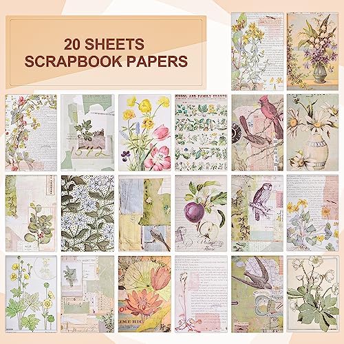 Vintage Washi Stickers for Scrapbooking, Aesthetic Sticker Book for Journaling with 30 Sheets Scrapbook Stickers and 20 Sheets Scrapbook Papers for Bullet Junk Journals Set for Adults with Tweezers - Image 3