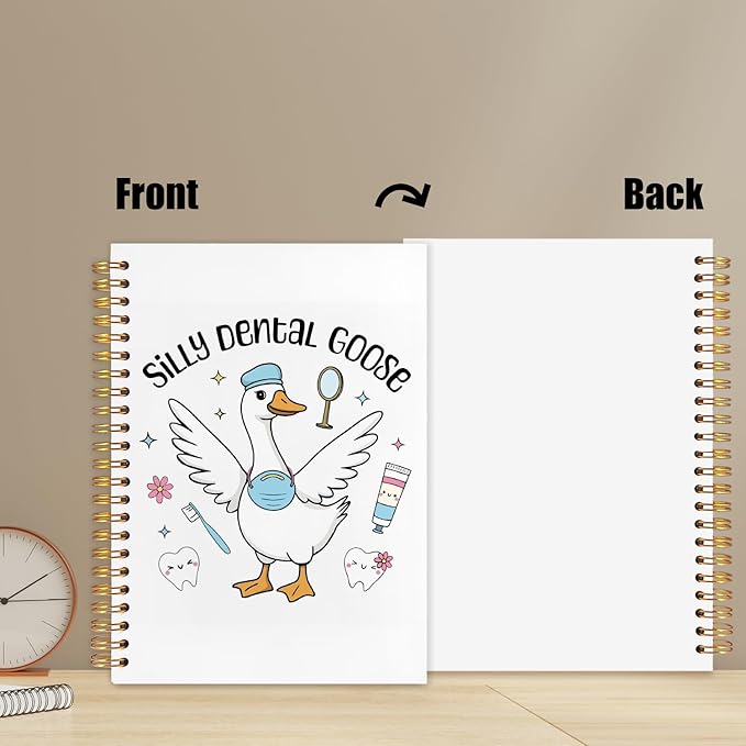 WUCHJ Dentist Gifts Notebook, Dental Hygienist Assistant Gifts Journal, Silly Dental Goose Spiral Notebook Journal for Note Taking, Dentist Office Supplies, 5.5x8.3 Inch
