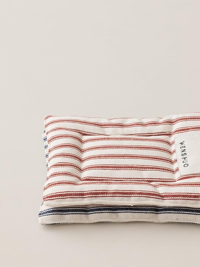 WENSHUO Funny Fabric Coasters-Cotton Linen Insulation Pad,Protect Against WaterMarks or Damage Fit All Cup(Vintage Red + Navy Blue)(7.68" L × 5.91" W) Set of 2