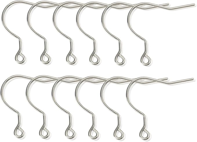 12pcs 20G Big Pure Titanium Earring Fish Hooks DIY Earrings Findings for Jewelry Making, Hypoallergenic Earring Hooks Making Kit for Women Men Sensitive Ears