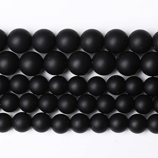 72pcs 10mm Matte Natural Black Agate Onyx Beads Round Loose Beads for Jewelry Making DIY Bracelets 2 Strand 32"