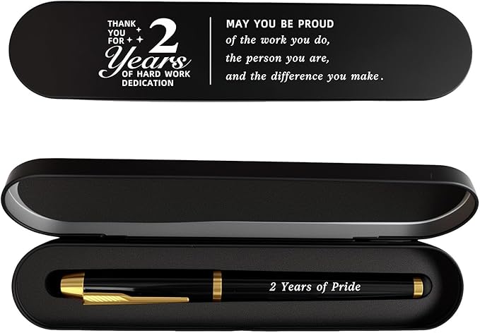 2 Year Work Anniversary Pen Gift- Engraved Gel Pen for Employee & Staff Appreciation Award, 2 Year Service Recognition