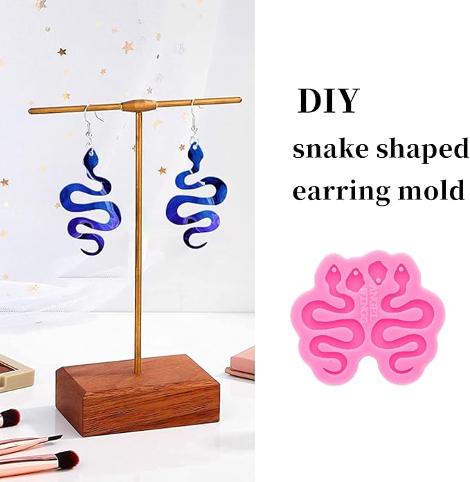 shining queen 103Pcs Snake Shape Resin Earring Mold Silicone Resin Jewelry Molds 3 Pair Epoxy Resin Casting Molds for Women Earring Crafts Including 100 Earring Accessories DIY Necklace Pendant