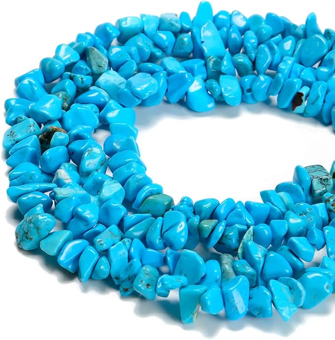 Gemstone Chips Natural Blue Turquoise 3-5mm Healing Crystals Waist Bracelets Necklace Kit Irregular Stone DIY Crafts Design Jewelry Making Approxi 32 inch