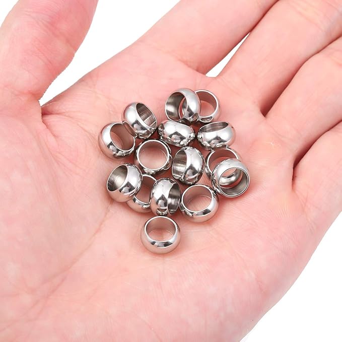 Stainless Steel Spacer Beads 10x5mm Rondelle Loose Charm Caps Beads for DIY Jewelry Making 20pcs with 7mm Hole