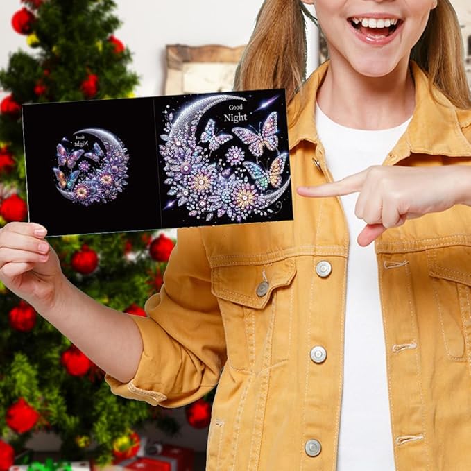 Ceitura 6Pcs DIY Diamond Art Painting Crafts Rhinestone Painting Greeting Card Making Kit Postcard for Holiday Christmas New Year Party Favors (Moon Butterfly)