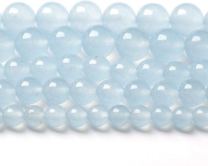 6MM 60PCS Natural Stone Light Blue Chalcedony Loose Beads for Jewelry Making DIY Bracelet Necklace