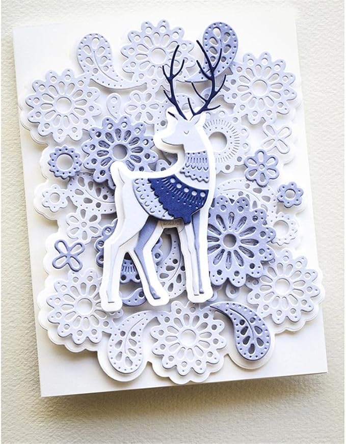 DzIxY Shadow Christmas Patchwork Animal Deer Leaves Metal Cutting Dies for Card Making Kit Embossing Paper Die Cuts Set Scrapbook Stencils Supplies Machine Templates