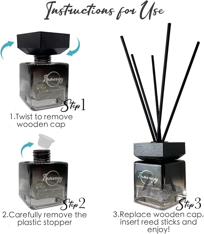 Innergy Aquarius Zodiac Crystal-Infused Reed Diffuser – 100ml Aromatherapy Essential Oil Diffuser for Home – Long-Lasting Scent, Natural Crystal Energy for Relaxation & Balance