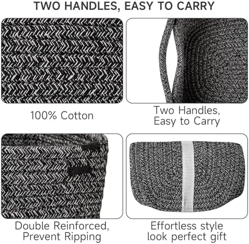 3 Pack Small Storage Baskets for Organizing, 11.8×7.8×5.1", Mixed Black - Image 6