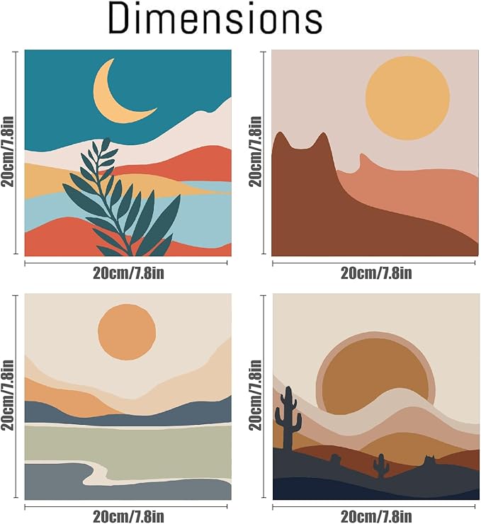 4 Pack Framed DIY Paint by Numbers Kit for All Ages Adults and Kids Beginner,Landscape Oil Painting Easy Paint by Number with Canvas,Acrylic Painting Kit Adults for Decor 8x8inch
